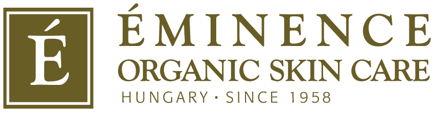 Sugar Sugar Spa - Logo of Éminence Organic Skin Care featuring a monogram "É" within a square, alongside the text "Éminence Organic Skin Care, Hungary, Since 1958," highlighting their renowned organic products.